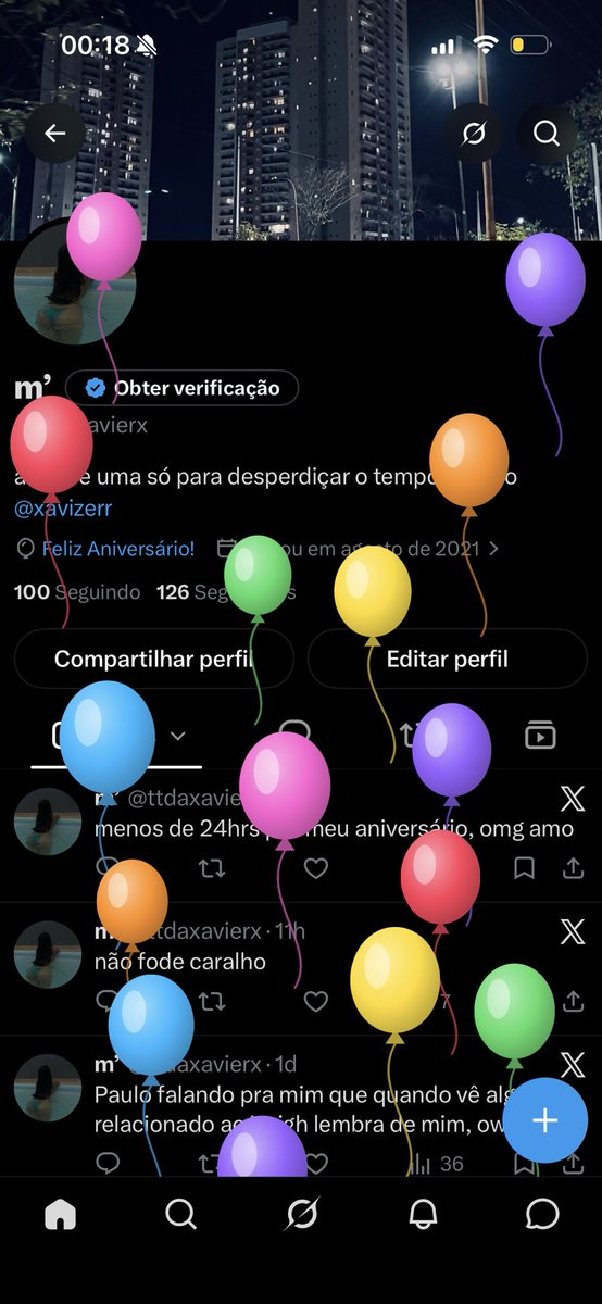 ttdaxavierx's tweet photo. Amooo, feliz aniversário pra mim.
 Subiu os balões 😭❤️ https://t.co/ROh036sCTH
