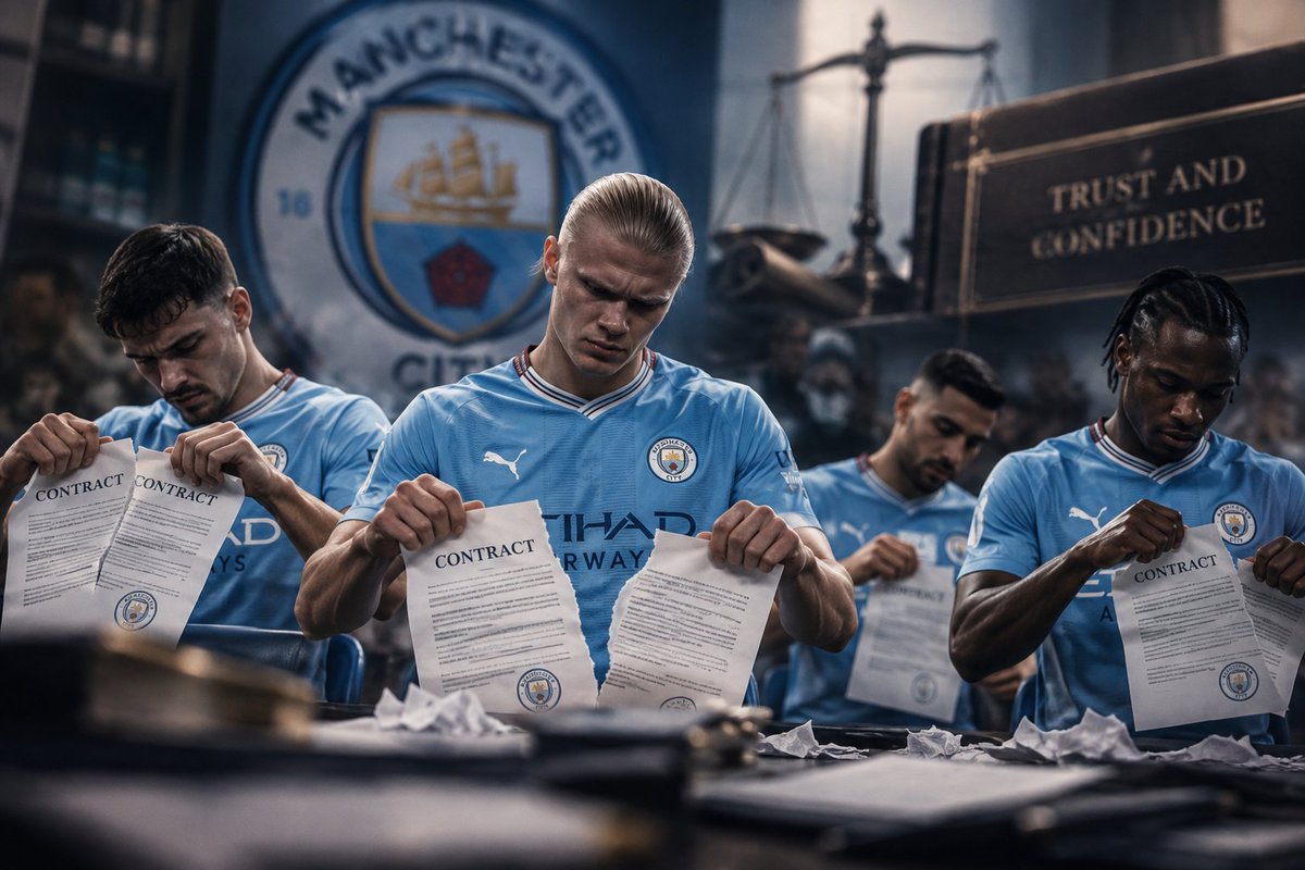FootyBriefX's tweet photo. The idea that City players could tear up their contracts is serious in theory, but still a long way from reality. 

No player has done it, and the legal argument depends on trust and confidence being breached. For now this is a possible consequence, not a squad crisis.👇

The legal theory is interesting because it shows how wide the fallout could become. But until a player acts, treating it as an exodus story is getting ahead of the evidence.