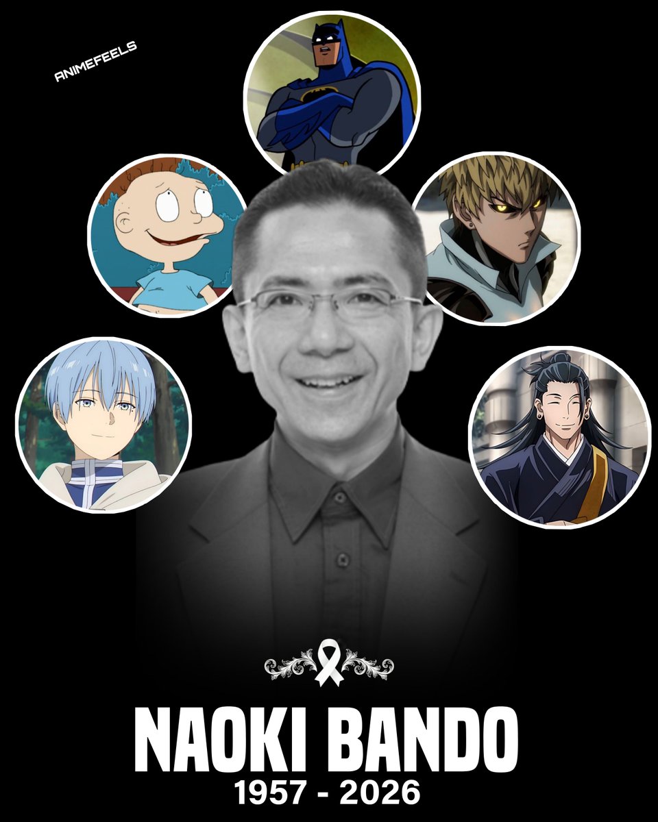animefeelsx_'s tweet photo. We lost another legend today. 🥹

Voice actor Naoki Bando has passed away at the age of 69.

Throughout his decades-long career, Bando lent his voice to numerous anime, animated films, and international productions, including Naruto, Pokémon, Frieren: Beyond Journey’s End, Jujutsu Kaisen, Berserk, One-Punch Man, Crayon Shin-chan, and Yo-kai Watch.

His work also extended to Japanese dubbing, including roles in Batman: The Brave and the Bold and The Rugrats Movie, among many other productions.

His distinctive voice and decades of work helped bring countless characters and stories to audiences in Japan and beyond.

His contributions to the voice-acting and dubbing industry will continue to be remembered by generations of fans.

Rest in peace, Naoki Bando. 🕊️