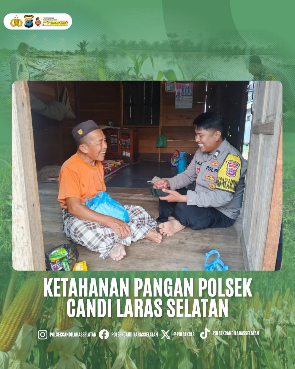 PolsekCLS's tweet photo. Briptu Eka septemberyadi melaksanakan sosialisasi kepada masyarakat dalam rangka mendukung program ketahanan pangan.

#swasembadapangan 
#ketahananpangan 
#poldakalsel 
#polrestapin 
#polsekcandilarasselatan https://t.co/Zrt4eJntRa