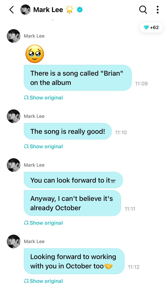 joyfularchives's tweet photo. mark weverse dm update! 

“hello🥹”
“september is already over, and it’s october now”
“i really can’t believe it…”
“heol, turns out you were curious about brian, huh”“🥹”
“there’s a song titled “brian” on the album”
“the song is really, really good”
“you guys can look forward to itㅠ”
“anyway, it’s really october nowㅜ”
“please continue to support me this october too 🤝”