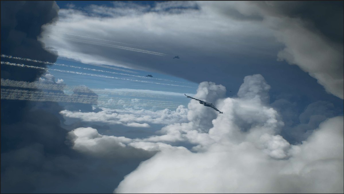 PixelJunkJP's tweet photo. ✈️『ACE COMBAT 8: WINGS OF THEVE』の空と雲を支える描画技術「Cloudly」の研究開発を、Q-Gamesが担当しました！☁️

多彩な雲の造形から、雲間に差し込む光、航空機が雲に落とす影までリアルに表現。
Cloudlyが描き出す壮大な空を、ぜひご体験ください！✨ https://t.co/lVDk8zq9W4