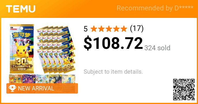 mosephus169's tweet photo. [PREORDER] Pokemon 30th Anniversary Booster Box - Simplified Chinese - 30thC - 20 Packs - 120 Cards
🎉 Coupon price[$108.72]
👍 New app users get an extra 30% OFF on orders over $20, up to $24 off per order with code: alr372607. Each new app user can only redeem this offer ... https://t.co/XNi8lLOYSF