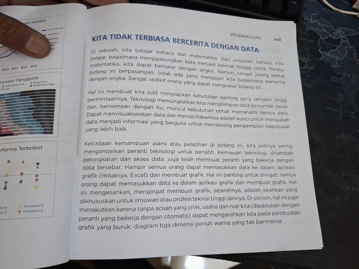 blessedchoke's tweet photo. Iya harganya lumayan, tp worth it kok. Aku beli karena butuh buat kerjaanku yang sering berhubungan sama data visual, dan ngebantu bgt. Kalo kamu analis, desainer yg mau belajar soal data visual, atau orang umum yg pengen belajar soal visualisasi data buku ini beneran bagus. https://t.co/UWXSWGvayH