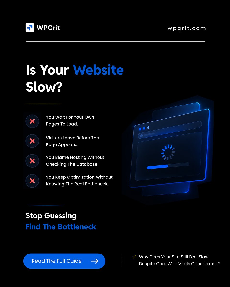 wpgrit's tweet photo. Your Core Web Vitals look great.

So, why does your site still feel slow? 👀

⚡ Stop guessing.

Find the bottleneck.

👉 Read the full guide:

https://t.co/U3W1yeJU2o

#wordpress #corewebvitals #webperformance #wordpressoptimization #WebsiteSpeed #technicalseo #wpgrit https://t.co/NymEmJ9mPZ