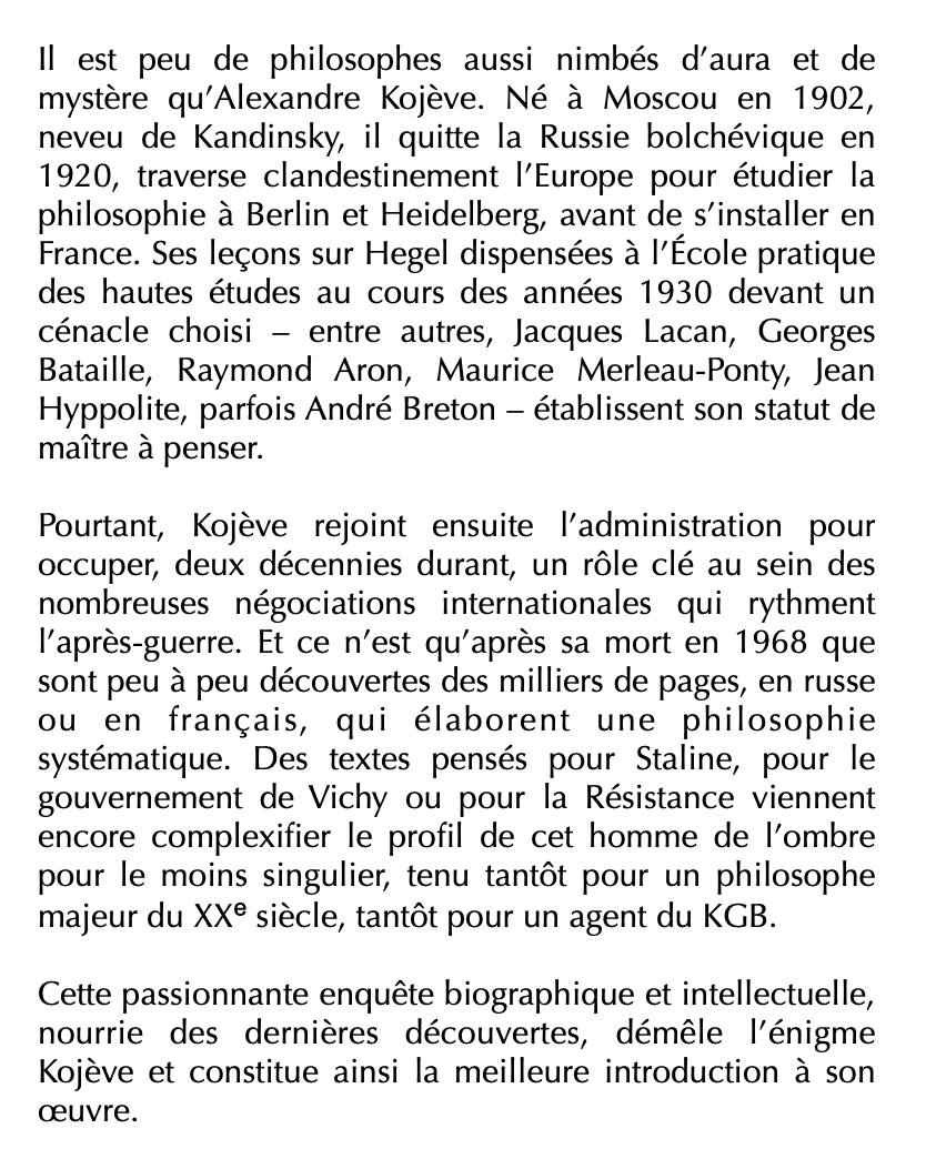 flr_louis's tweet photo. Marco Filoni - Vie et pensée d'Alexandre Kojève

L'action politique du philosophe

À paraître en novembre chez Gallimard https://t.co/jWOj26WAnc