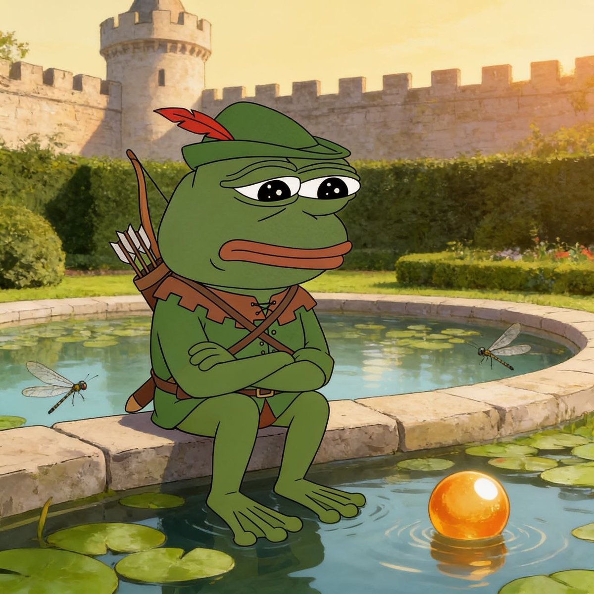 RobinPepeCoin's tweet photo. Fetch the ball and it is dinner at the palace, then a kiss, then a kingdom to run. He has a wood to get back to. https://t.co/AUnE8UfkSA