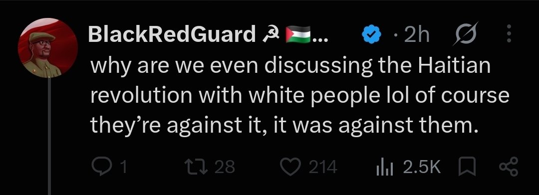 rskhm__'s tweet photo. I am literally Haitian and lived in Haiti. You are the ones who want to discredit the Haitian revolution by upholding a flawed Eurocentric model of what a bourgeois revolution should look like. But somehow were the anti-black and anti-haitian ones here???????????? https://t.co/gN72EdXwkT