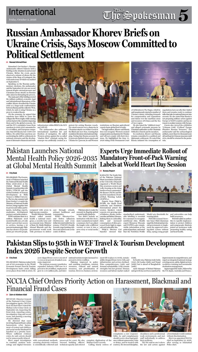 newspakisb's tweet photo. Daily The Spokesman 02 October 2026 https://t.co/1snKWDrQdD