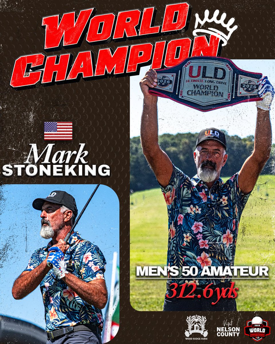ULDChampionship's tweet photo. HE CAN’T BE STOPPED!💥 Mark Stoneking is your Men’s 50 Amateur 2026 World Champion🏆🇺🇸
#ULD #ultimatelongdrive https://t.co/eWpkZ1086V