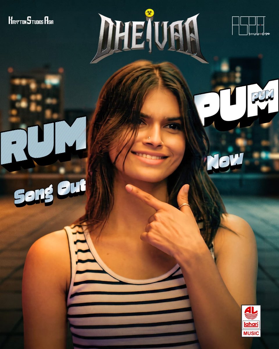 ProBhuvan's tweet photo. No tension, no tension, life uh namma vacation! 🌴✨  "Rum Pum Pum", the second single from DHEIVAA, is officially here! 

▶️ https://t.co/L17RA0UwOv

Song Credits

🎤 Vocals : Priya Jerson
🎼 Music & Arrangements : Dheena Dhayalan
✍️ Lyrics : Dheena Dhayalan
🎬 Visuals : Abishake A
Concept : Shanthakumar Chandramohan
Colorist : Prashanth Daniel
Visual Effects : Haries
Post Production - One Shot Post

Story-Screenplay-Dialogues -Direction 
Bala Subramaniam  & ShanthaKumar Chandramohan

Produced by  
@KryptonstudiosA & @AspaStudios

Music Composer 
@composer_DeeDee

Starring 
@Sumanratanrao #Pawan @MagaAnan  @vimalkumarj13  @nikhila_sankar_  @Bala_actor

Music on 
@LahariMusic

PRO- @ProBhuvan