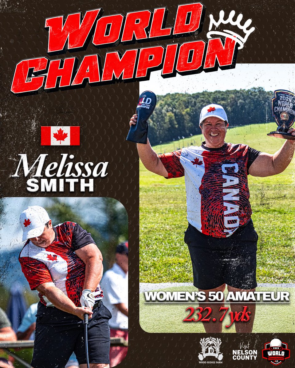 ULDChampionship's tweet photo. ANOTHER ONE FOR 🍁Melissa Smith is your Women’s 50 Amateur 2026 World Champion🏆🇺🇸
#ULD #ultimatelongdrive https://t.co/n9wrivaKcO