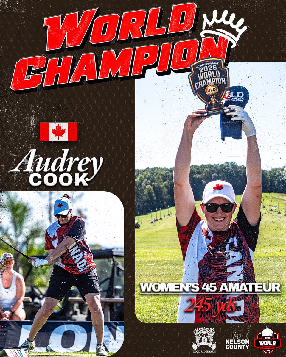 ULDChampionship's tweet photo. CANADA KEEPS ROLLIN 🇨🇦Audrey Cook is your Women’s 45 Amateur 2026 World Champion🏆🇺🇸
#ULD #ultimatelongdrive https://t.co/XnmvIe532Q
