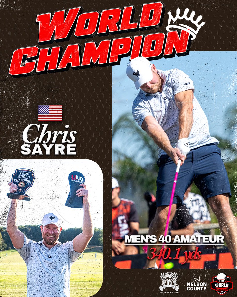 ULDChampionship's tweet photo. Chris Sayre is your Men’s 40 Amateur 2026 World Champion🏆🇺🇸
#ULD #ultimatelongdrive https://t.co/lJJHYF3ooW