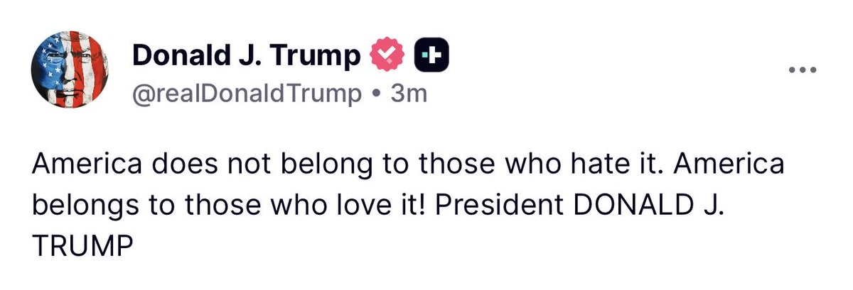 MAGAVoice's tweet photo. 🚨 At 12:36 AM, President Trump sends a DIRECT message to every single Democrat Communist:

“America does not belong to those who hate it”

I ABSOLUTELY AGREE 💯 https://t.co/z9ZquupX0J
