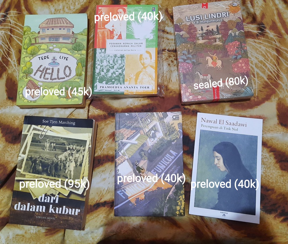 tteman1s's tweet photo. WTS NOVEL
1. Pulang by Tere Liye
2. Hello by Tere Liye
3. Perempuan dalam Cengkraman Militer pram
4. Lusi Lindri (NEW SEALED)
5. Dari Dalam Kubur
6. Funiculi Funicula
7. Perempuan di Titik Nol
8. Lebih Putih Dariku
9. Nyi Sadikem (NEW SEALED)

price in pic yaa https://t.co/JiZpA7Vcvi