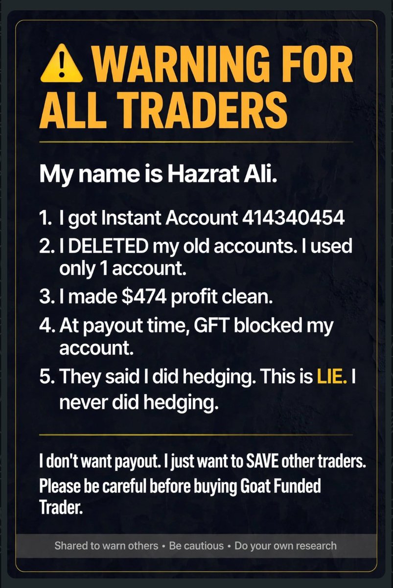 AliHazrat60291's tweet photo. @GoatFunded @1ChartMaster #GoatFunded SCAM ❌ https://t.co/lOzEoMmLmy