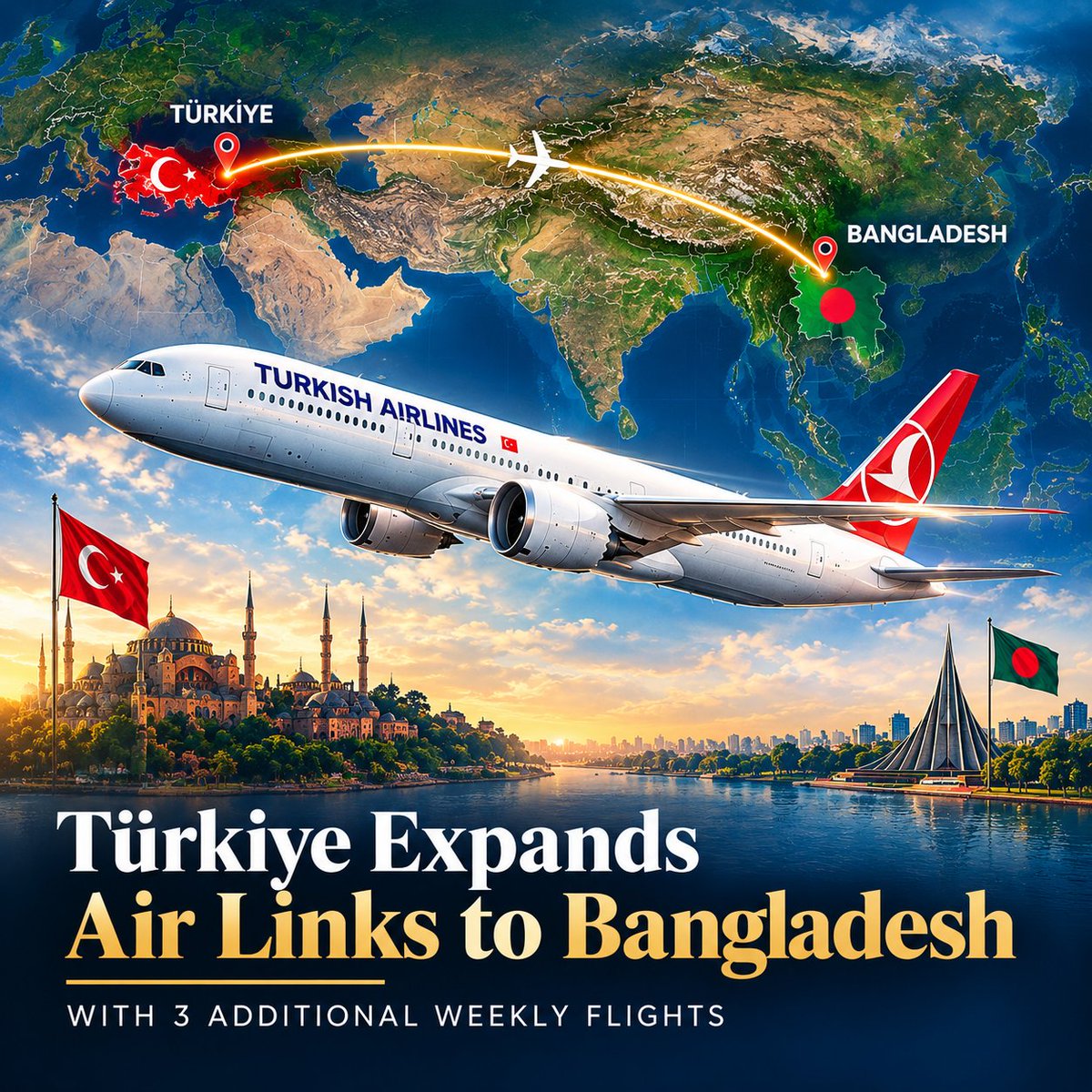 TheSurvivalixt's tweet photo. Turkish Airlines is adding 3 weekly flights on its Dhaka-Istanbul route, raising its services to 10 a week from  current 7.  Civil Aviation and Tourism Minister M Rashiduzzaman Millat welcomed the airline’s interest during a meeting with a Turkish delegation at the Secretariat. https://t.co/hhvya0vJMX