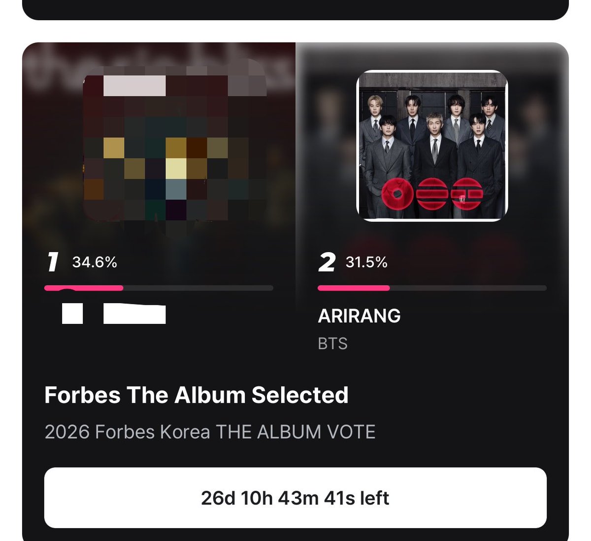 mnikook_998's tweet photo. 🚨 โหวต ARIRANG for 2026 FORBES KOREA THE ALBUM

 โหวตในแอป Mnet Plus
🗳️ https://t.co/rUQmesjVJF

✅ ใช้ 3 MplePoint / 1 โหวต สลับแอคได้

📌 วิธีเก็บ MplePoint แบบไม่เสียเงิน
ดูโฆษณา + เช็กอินทุกวัน

🗓️ ปิด 28/10 เวลา 21.59 🇹🇭

ตอนนี้ BTS ยังอยู่อันดับ 2 นะคะ‼️
เหลือเวลาอีก 26 วัน เราประมาทไม่ได้เลย

#อาร์มี่ชวนโหวต