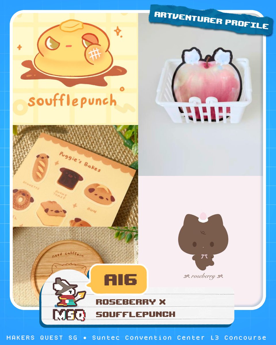 MakersQuestSG's tweet photo. ✨Adorable critters at every corner!✨

A19- Dreamycafe x Studioixiv
A05- Mirai No Ko
A16- roseberry x soufflepunch
B06- D.atlastudio

📍Makers Quest SG
Suntec Concourse L3
17 Oct 2026
10am-7pm
Check out the full map on our website! #msqsg2026 https://t.co/ZISeTK60gm