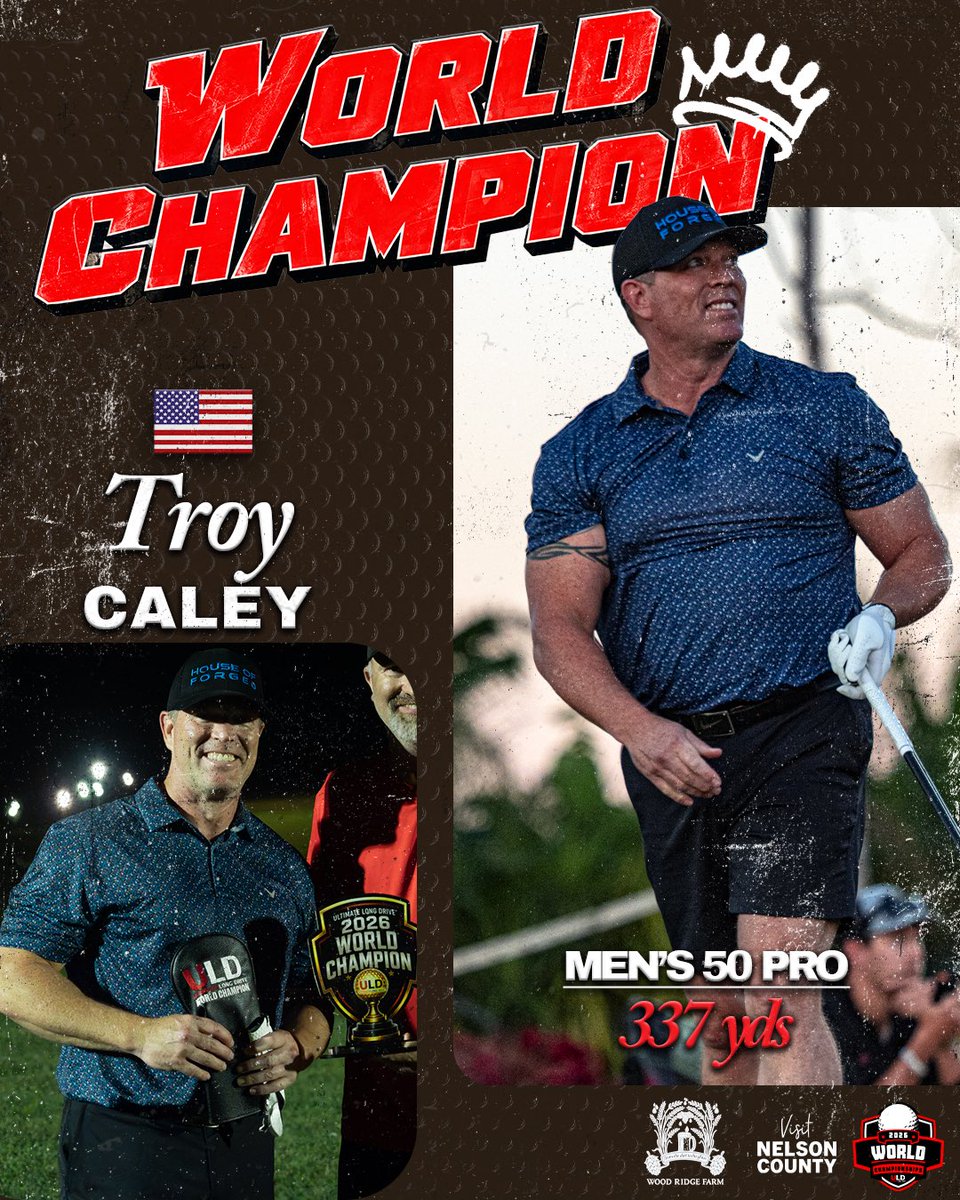 ULDChampionship's tweet photo. DOUBLE PRO VICTORIES🏆🏆 Troy Caley is your Men’s 50 & 45 Pro 2026 World Champion🏆🇺🇸
#ULD #ultimatelongdrive https://t.co/9N2Ntq5ez6