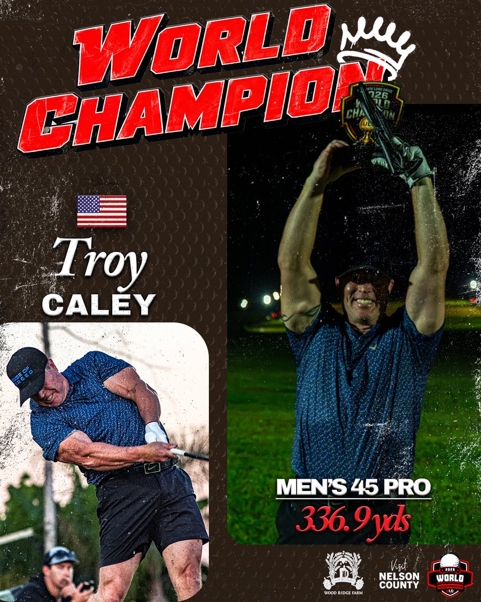 ULDChampionship's tweet photo. DOUBLE PRO VICTORIES🏆🏆 Troy Caley is your Men’s 50 & 45 Pro 2026 World Champion🏆🇺🇸
#ULD #ultimatelongdrive https://t.co/9N2Ntq5ez6