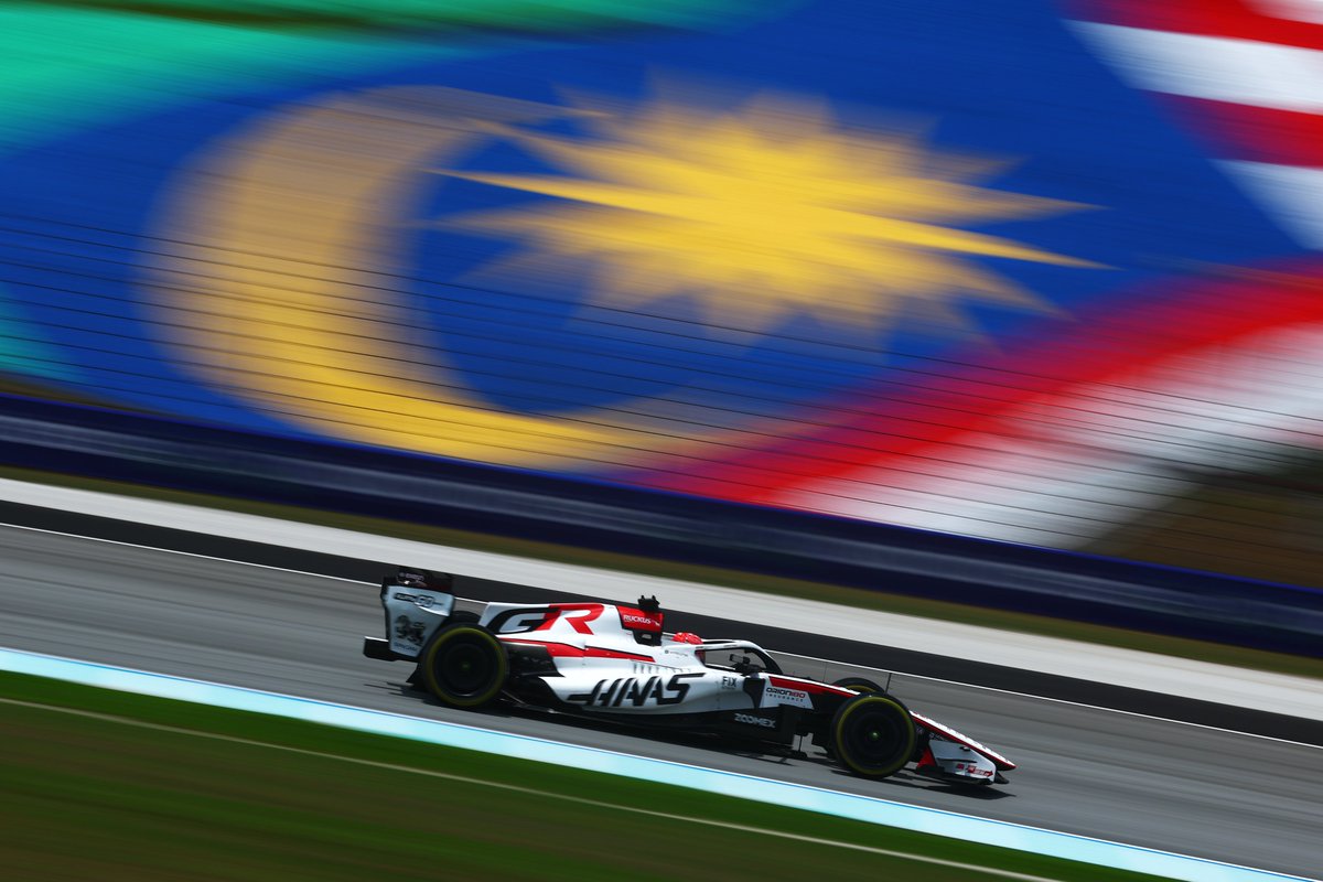 HaasF1Team's tweet photo. First shot from our beauty in Sepang 😍

#HaasF1 #F1 #BahrainGP https://t.co/A4sAB47o4S