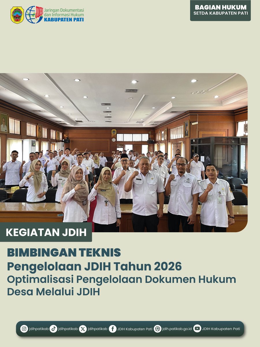 jdihpatikab's tweet photo. BIMBINGAN TEKNIS PENGELOLAAN JDIH TAHUN 2026

Rabu, 9 September Dalam rangka meningkatkan kualitas dan optimalisasi pengelolaan dokumentasi serta informasi hukum di tingkat desa, telah dilaksanakan Bimbingan Teknis Pengelolaan JDIH Tahun 2026 https://t.co/cARhKXJKm9