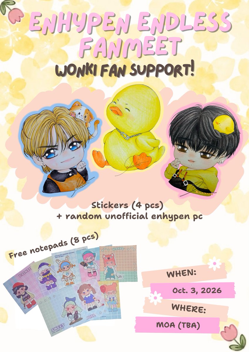 ayhlerein's tweet photo. Wonki Fan Support by: @ayhlerein ˚. ᵎᵎ

⤷ ゛matte stickers ˎˊ˗

☆ very limited qty
☆ rt &amp; like (mbf is optional)
☆ trades are welcome on dday
☆ show proof &amp; eagerness
☆ read the thread pls .ᐟ

SEE YOU, ENGENES!

#DunkinPH_ENDLESS
#ENDLESSFunMeet 
#WONKI #NI_KI #JUNGWON https://t.co/IpZBVL4e1o