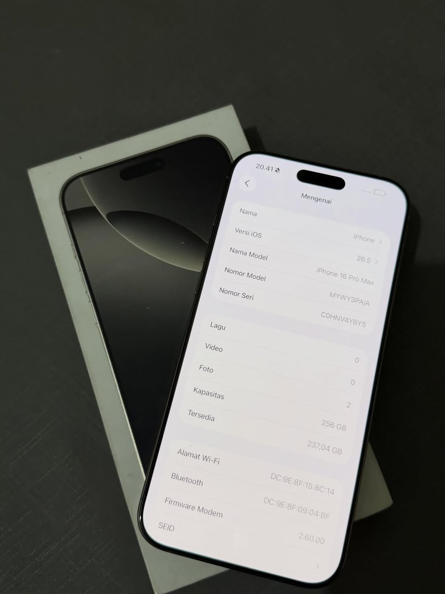 Syabin4xrcs's tweet photo. WTS iPhone 16 Pro Max 256Gb Natural Titanium Ex iBox

BH 97%
True Tone &amp; Face ID ON
Fullset &amp; minus pemakaian 
💸  9.650.000

♡ Minat? DM 
https://t.co/sUdSoZsCeX https://t.co/YwlMXPOPwB
