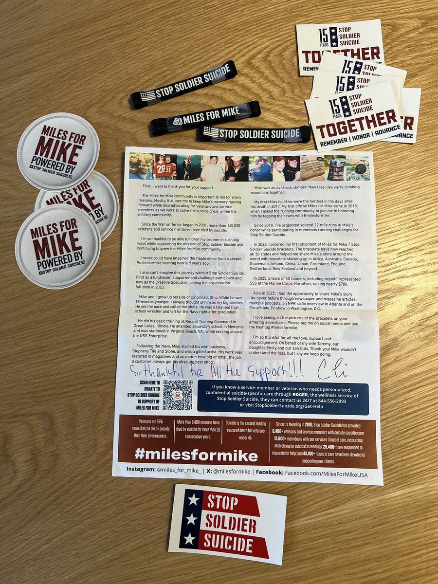 charlesdavis75's tweet photo. Hey @milesformike thanks for the package. Just arrived. Very generous of you. Looking forward to running & exploring new locations with my new #milesformike #stopsoldiersuicide wristbands. Loved the newsletter. Honoured to be part of your community 🫡 https://t.co/8RwdNnnEQq