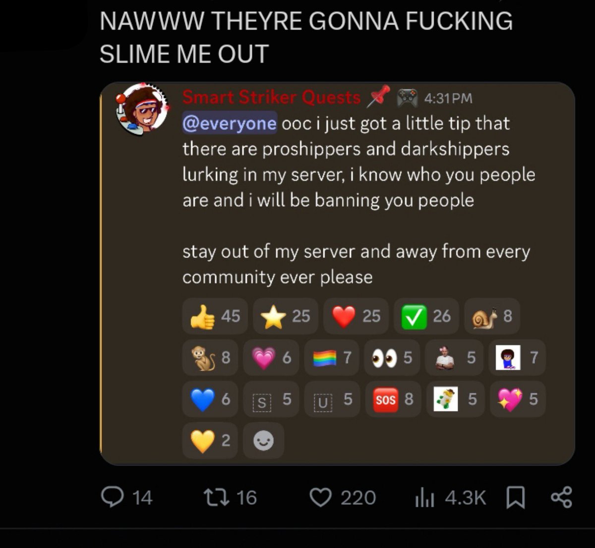 remycloudd's tweet photo. proshippers not respecting boundaries are surprised that people who don't want them around ACTUALLY doesn't want them around 😭??? https://t.co/MvhsOww3o2
