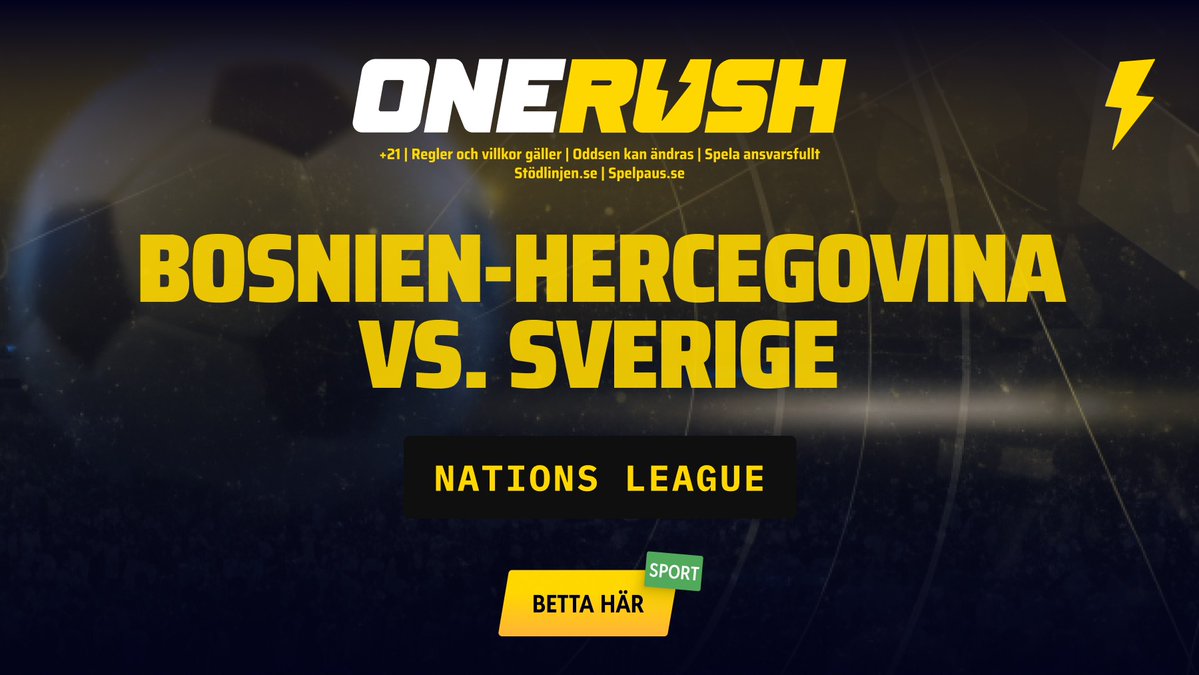 onerushcasino's tweet photo. Sverige mot Bosnien. Spela på matchen hos Onerush med liveodds och färdiga spelpaket.

https://t.co/ZLs1nORe2y 👈🏼

21+ | Spela ansvarsfullt | Stödlinjen

#nationsleague #odds https://t.co/8e33DbEdkb