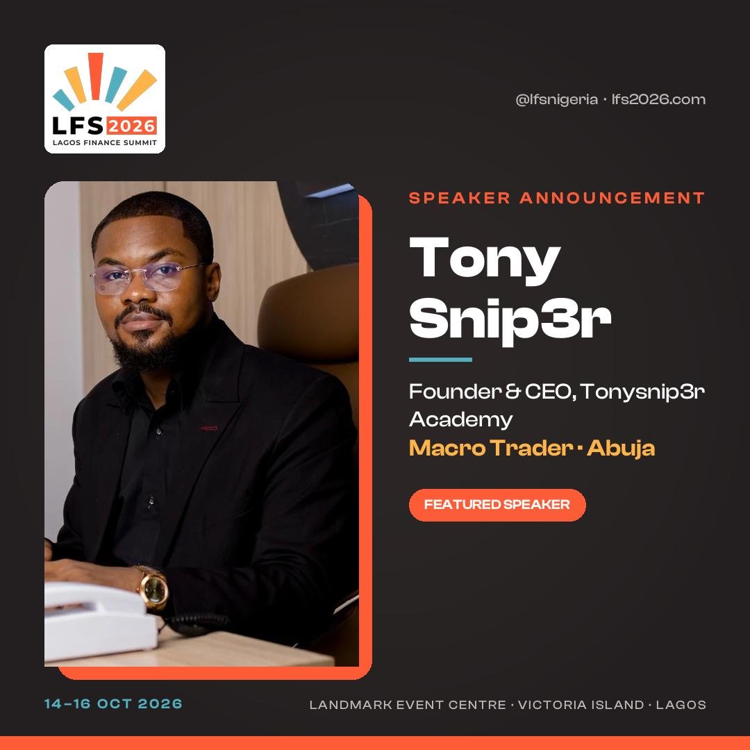 lfsnigeria's tweet photo. 🎤 LFS 2026 SPEAKER

Tony Snip3r is bringing his market experience and insights to LFS 2026.

🔥 Follow, share &amp; stay tuned!

@tonysnip3r

#LFS2026 #LagosFinanceSummit https://t.co/1IkAe5MJOv