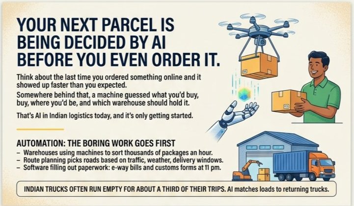 barnadeep_ai's tweet photo. I used the Master Prompt Template of @IndiaFutureAI AI Creator Fellow Course to Find out the impact of AI on the Logistics Industry of India. I gave my prompt to Claude AI and then gave the generated text to Gemini Ai to generate Images.
 @CSEPlanB @phimaanshu https://t.co/MozXxIbq8H
