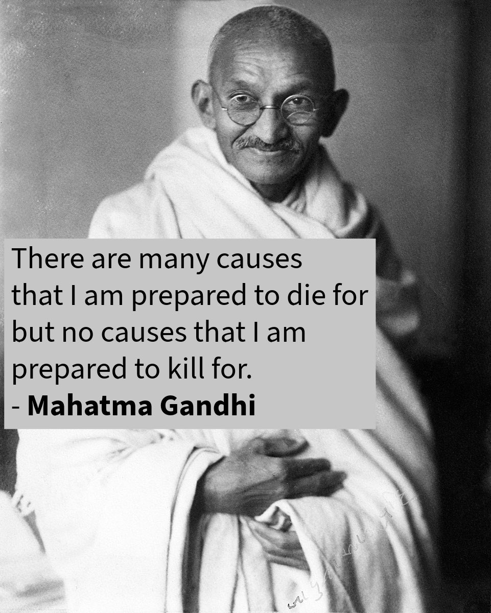SanjayBDalal's tweet photo. Remembering Bapu on his 157th birthday. His path towards peace, nonviolence, resistance, equality, justice, and service still stands the test of time… 

“There are many causes that I am prepared to die for but no causes that I am prepared to kill for.” - Mahatma Gandhi

#leaders https://t.co/L1RuV8297V