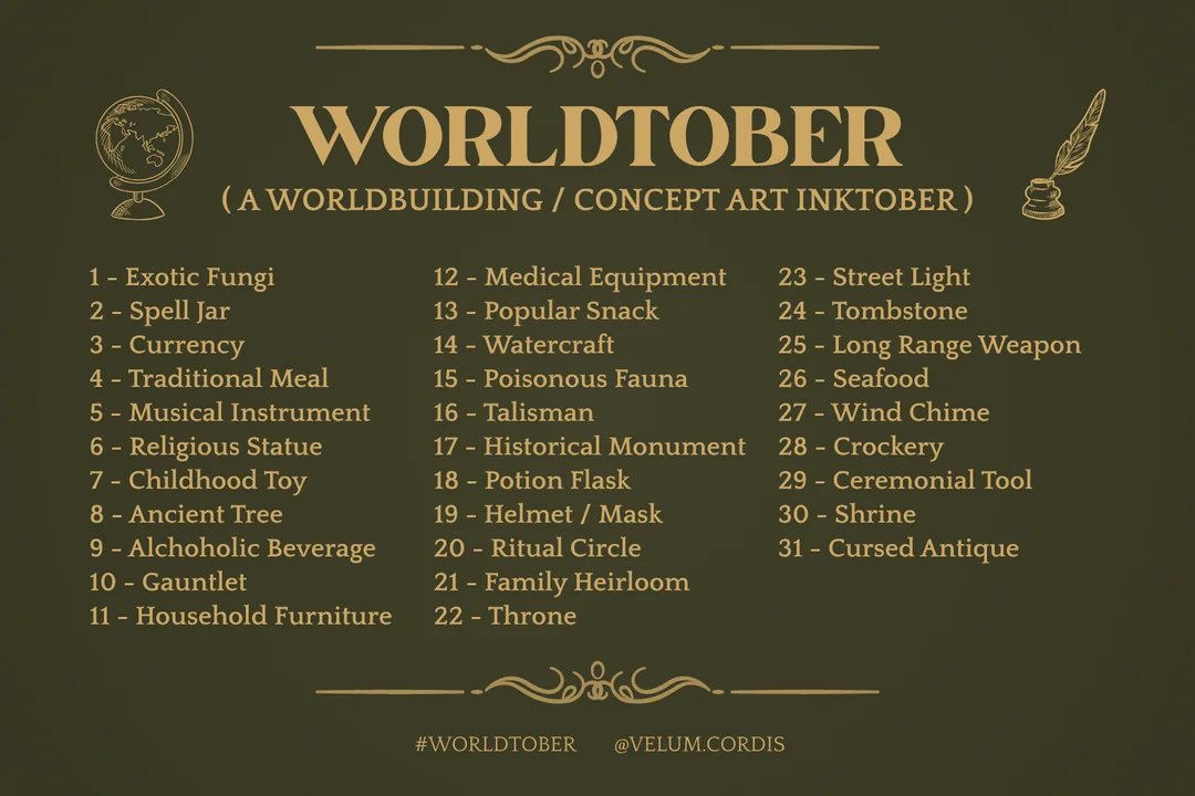 The39thGuy's tweet photo. Finally got access to a new laptop so its time to start another round of #Inktober! But this time I'll be spicing things up with an alternative known as #Worldtober (which I found in Reddit)

Everything'll be in a thread so its easier to follow. https://t.co/UxyTCwPEvX