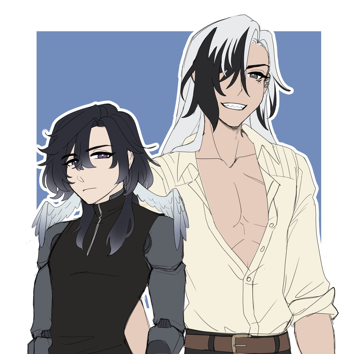 inkymora's tweet photo. i wont have time to do anything polished for a daily challenge but i still want to try 😭 

yumetober day 1: role swap
#yumetober #hsroc https://t.co/GjBej2eiXD