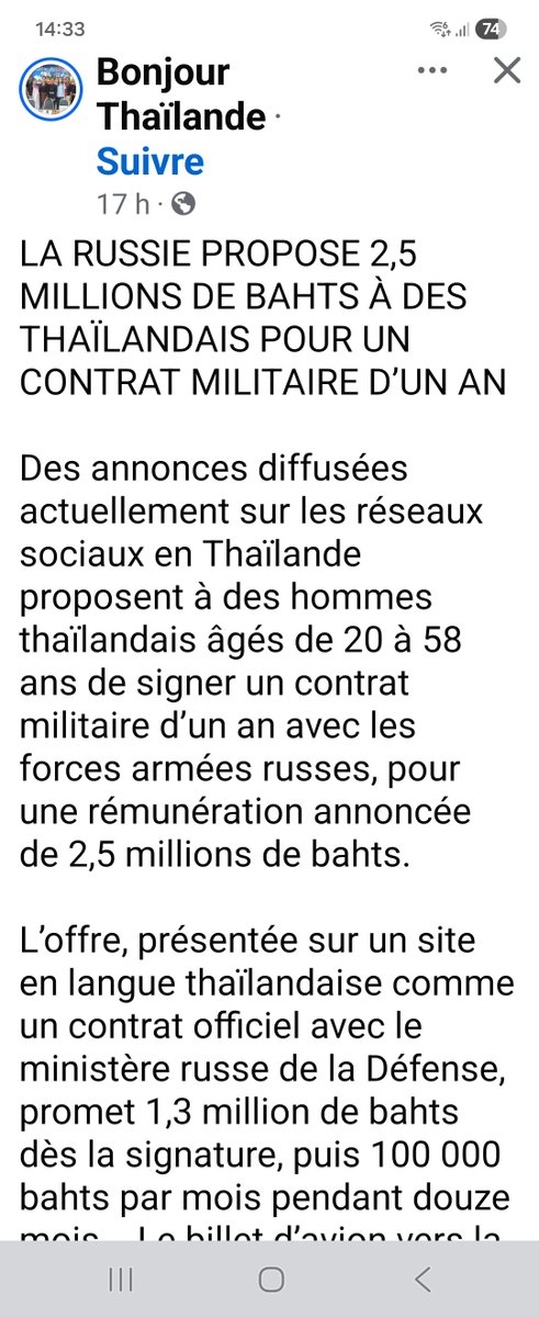 Terminal212's tweet photo. Les #Russes recrutent en Thailande ça sent la débâcle pour #Putin https://t.co/E1hJSEENkC
