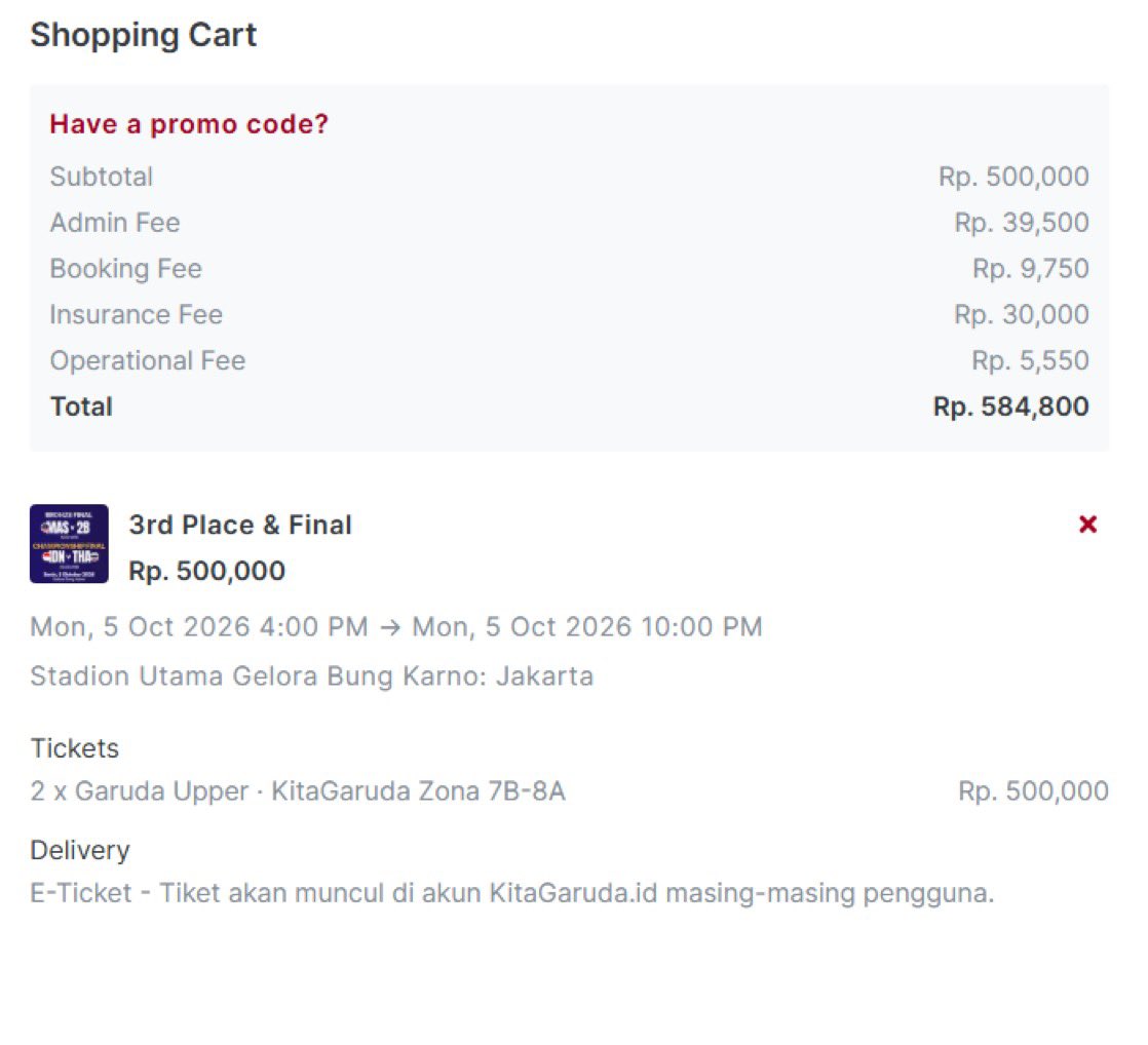 meyutck's tweet photo. ada yang mau dibantu war tiket final timnas indonesia vs thailand? last 2 seattt

aku udah masuk section upper, east dan, west bisa pake garuda id sendiri atau garuda idku, selfpayment ya jadi aman, fee 30k aajaa lgsg dm

.t wtb wts ticket timnas indonesia https://t.co/FjuY1g3C0T