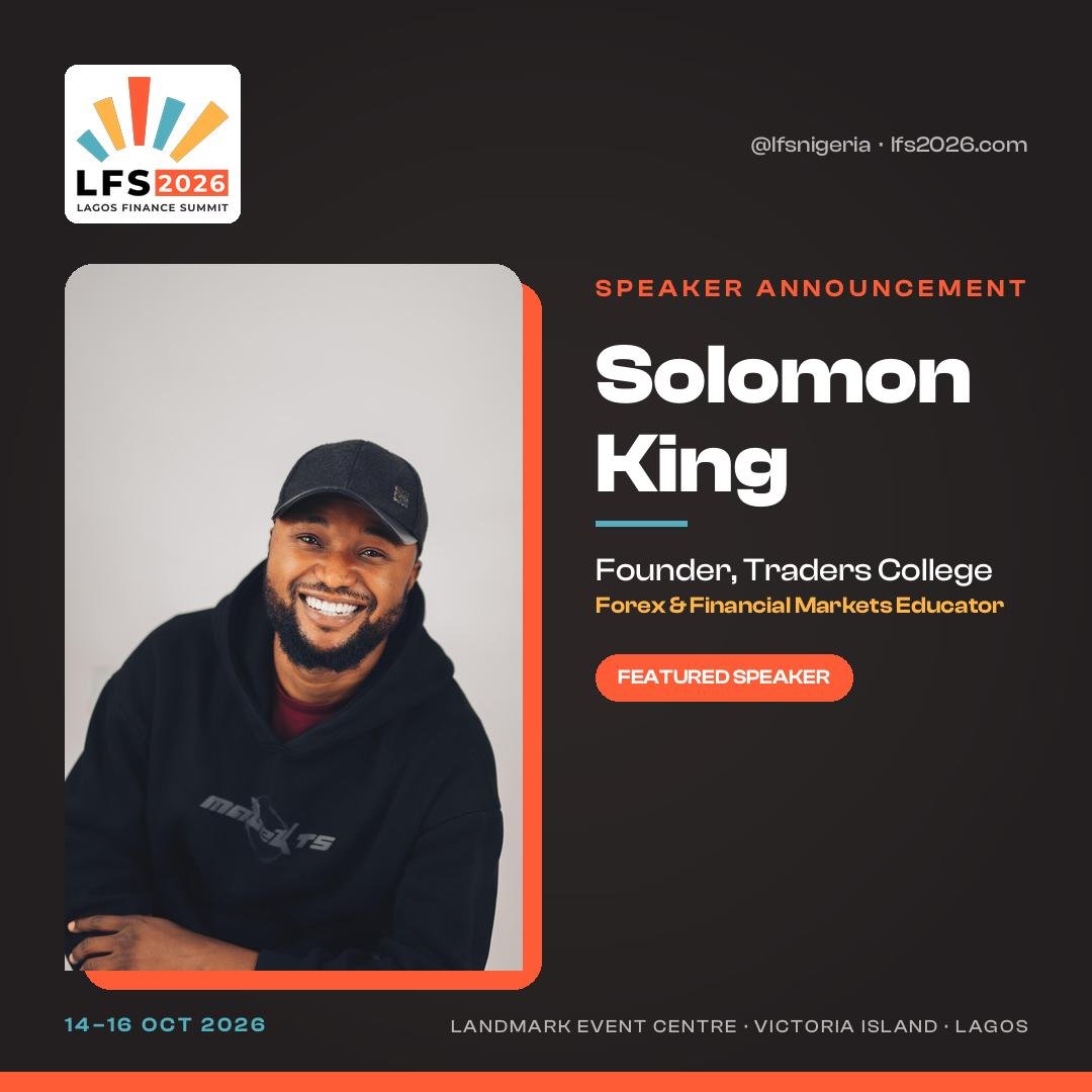 lfsnigeria's tweet photo. 🎤 LFS 2026 SPEAKER

Solomon King is bringing his market experience and insights to LFS 2026.

🔥 Follow, share &amp; stay tuned!

@SolomonKingFX

#LFS2026 #LagosFinanceSummit https://t.co/dEg0YewG95