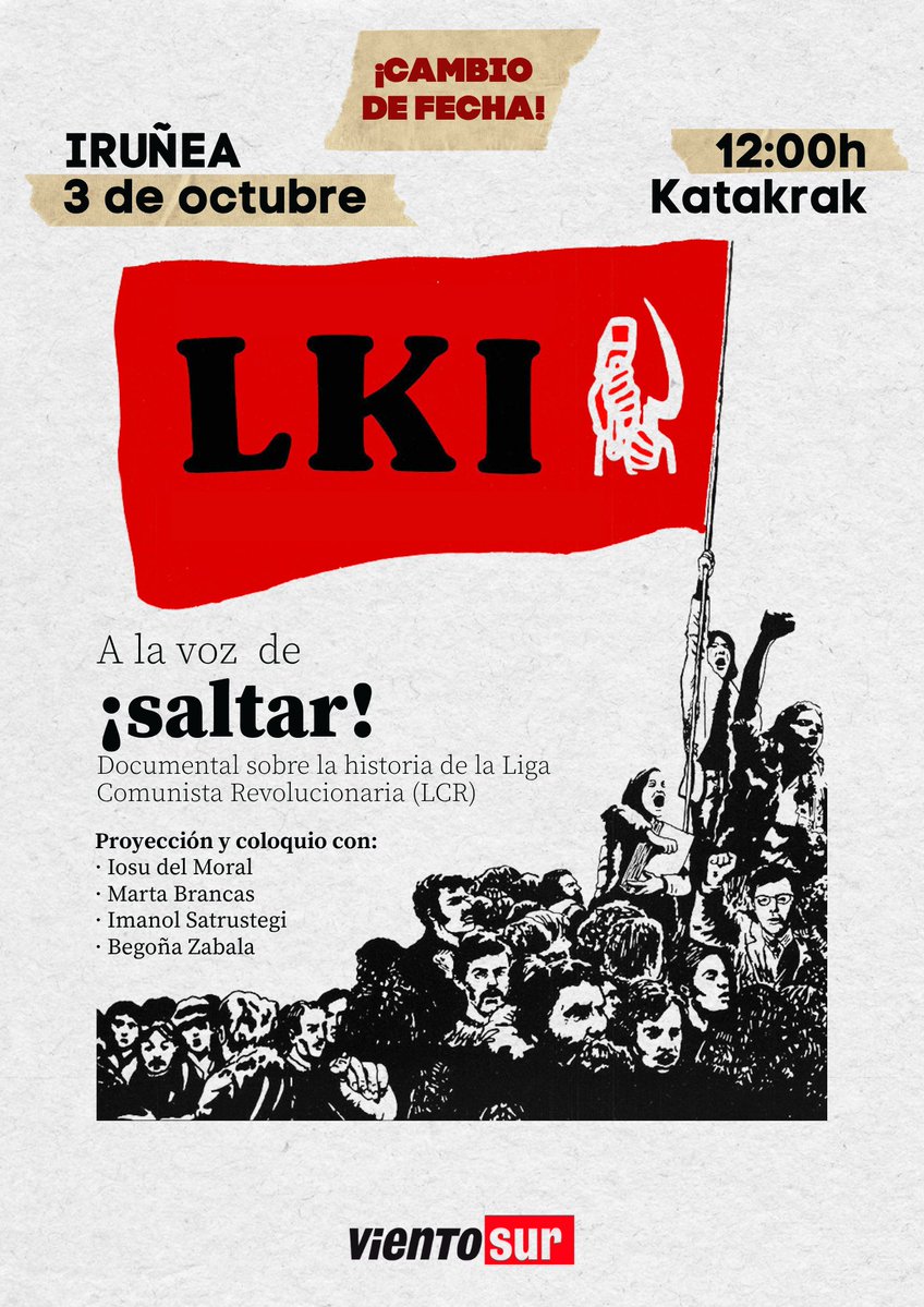 katakrak54's tweet photo. A raíz de las movilizaciones por la vivienda de hoy, las convocantes trasladan a mañana la proyección del documental A la voz de ¡saltar!

Gaur egingo diren etxebizitza eskubidearen aldeko mobilizazioengatik, antolatzaileek bihar goizera aldatu dute dokumentalaren proiekzioa. https://t.co/Or8DdhW8NZ