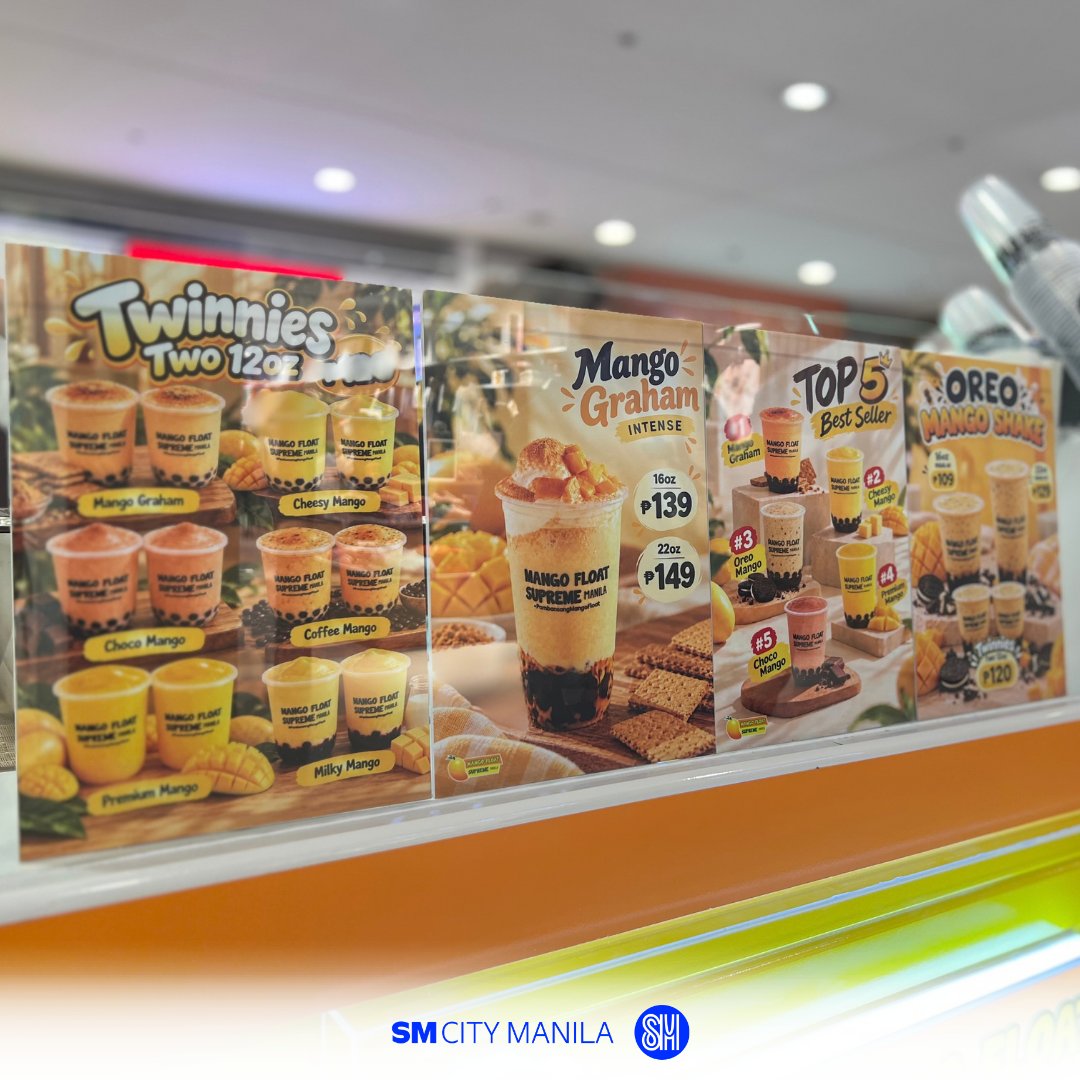 smcity_manila's tweet photo. #NewStoreAlert‼️💛

Get ready to meet your new mango stop at Mango Float Supreme Manila, now open at your most-loved SM City Manila!

Bring your bestie, grab your OG Mango Shake on the 3rd Level, and make your gala day a little sweeter. 👀🥤🥭

#GalaToTheMax https://t.co/ZgBcNAxHUr