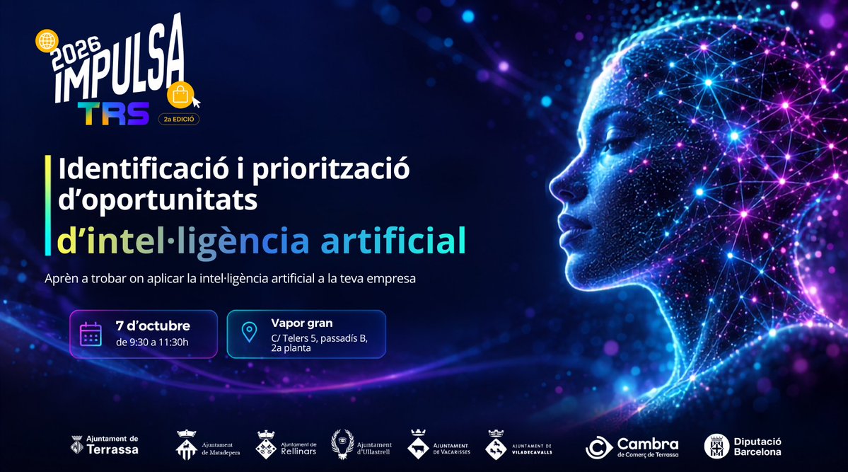 trsinnovacio's tweet photo. On aporta la IA més valor a la teva empresa? 

💡 Aprèn a detectar i prioritzar per fer el teu mapa d'oportunitats i dissenyar el teu pla d'acció 

+ info ampliada i inscripcions
👉 https://t.co/WMMSmHUdzY

@ajterrassa @CambraTerrassa @diba #IA #Innovació #Terrassa https://t.co/gs068EIIE2