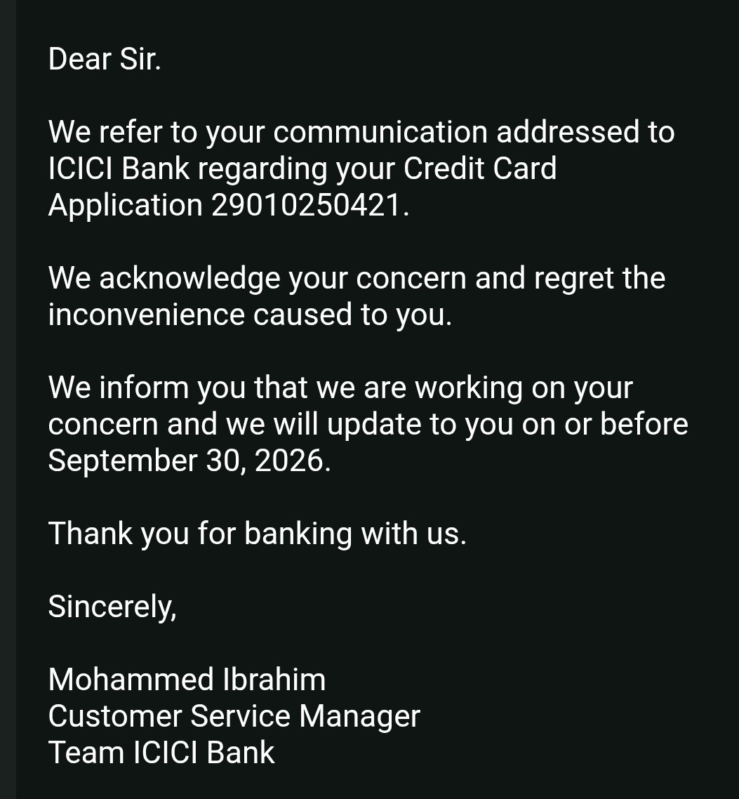 deepak_godiwal's tweet photo. @ICICIBank_Care @ICICIBank 
Sir reply 🙏
Today 2 October 🙏🙏
30 September को bola gya tha reply कई लिए https://t.co/990cfiJQUr