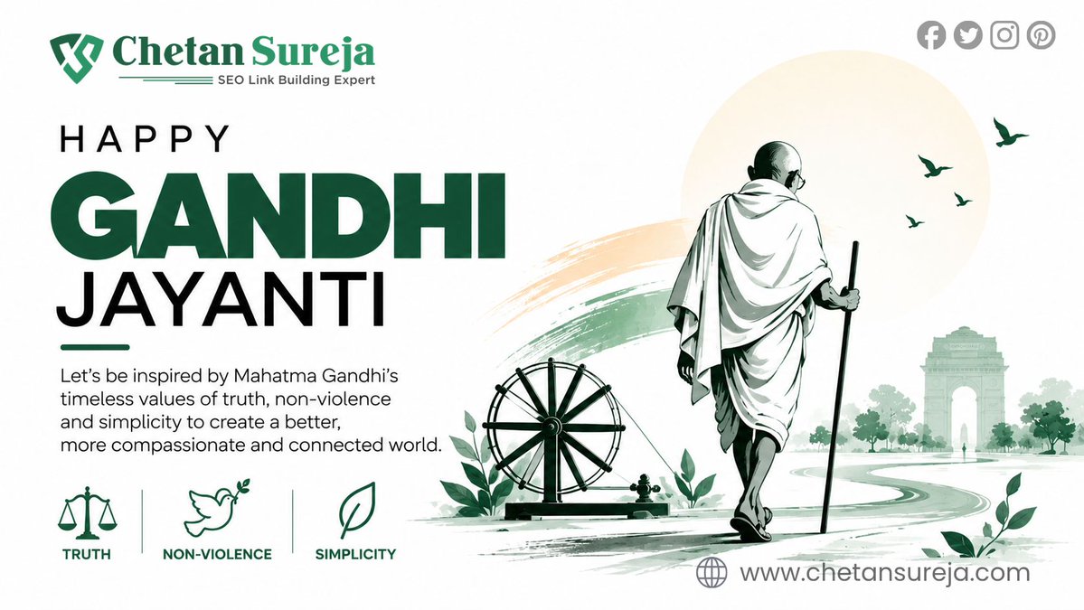 chetansureja's tweet photo. Happy Gandhi Jayanti! 🕊️ 

Let’s remember Mahatma Gandhi’s timeless values of truth, non-violence, simplicity, and compassion. May we carry these principles forward and work towards a more peaceful tomorrow.

#GandhiJayanti #MahatmaGandhi #ChetanSureja https://t.co/7thiX9M384