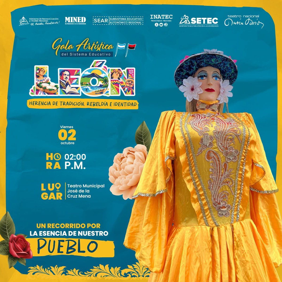 NormaYanina2's tweet photo. 🎭✨ ¡ GALA ARTÍSTICA! 
El talento, la cultura y nuestras tradiciones se toman el escenario en la Gala Artística del Sistema Educativo en León 🔥🎶
🌺 Un recorrido por la esencia de nuestro pueblo, donde el arte y la cultura nos conectan con nuestras raíces.

#Leon  #Nicaragua 🇳🇮 https://t.co/DKpSIpfSDM