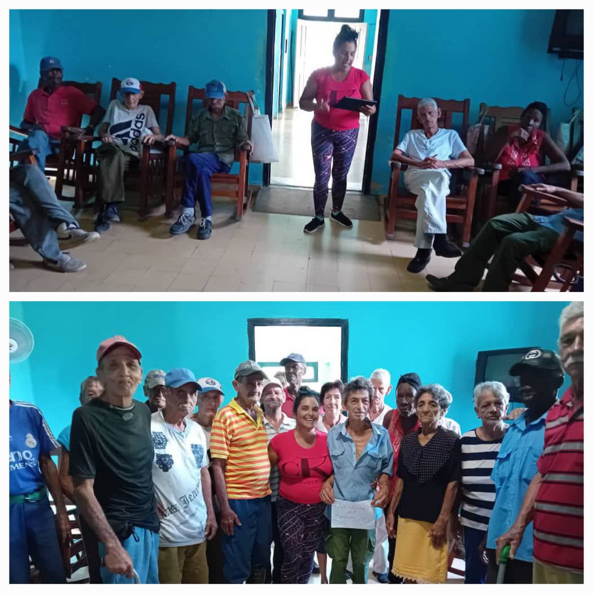Dgsminas26's tweet photo. Realizan actividades en saludo al dia internacional del Adulto Mayor en la casa de abuelos de Senado #Minas
#CubaPorLaVida #SaludMinas https://t.co/fgdtHmR5Q2