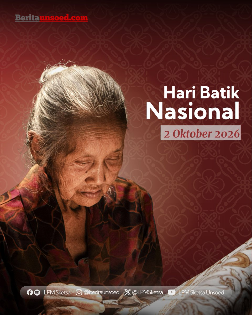 LPMSketsa's tweet photo. Selamat Hari Batik Nasional! 🇮🇩✨

Setiap tanggal 2 Oktober, masyarakat disarankan mengenakan batik. Namun, batik tidak sebatas dipakai saja, tetapi juga menjadi pengingat akan budaya yang perlu dijaga kelestariannya sekaligus menjadi kebanggaan bangsa. https://t.co/H4JQ5OR62i