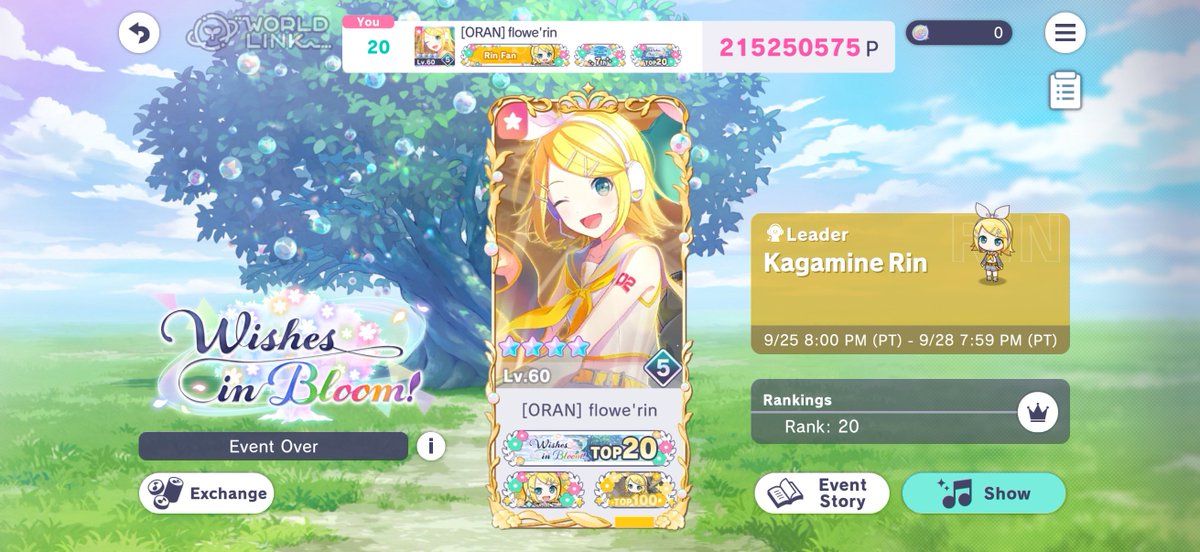flowerin55's tweet photo. Otsu for finale!

Very proud to have been one of the two Rin oshis on leaderboard, and to have gotten t20 exactly no less! 

Rank [02] for the Kagamines 🧡

Otsu to my lovely ORAN corunners Acela, Crow, Kiko, Marissa, Meoah, Seiza, and Will! https://t.co/5TBAWO7PoN